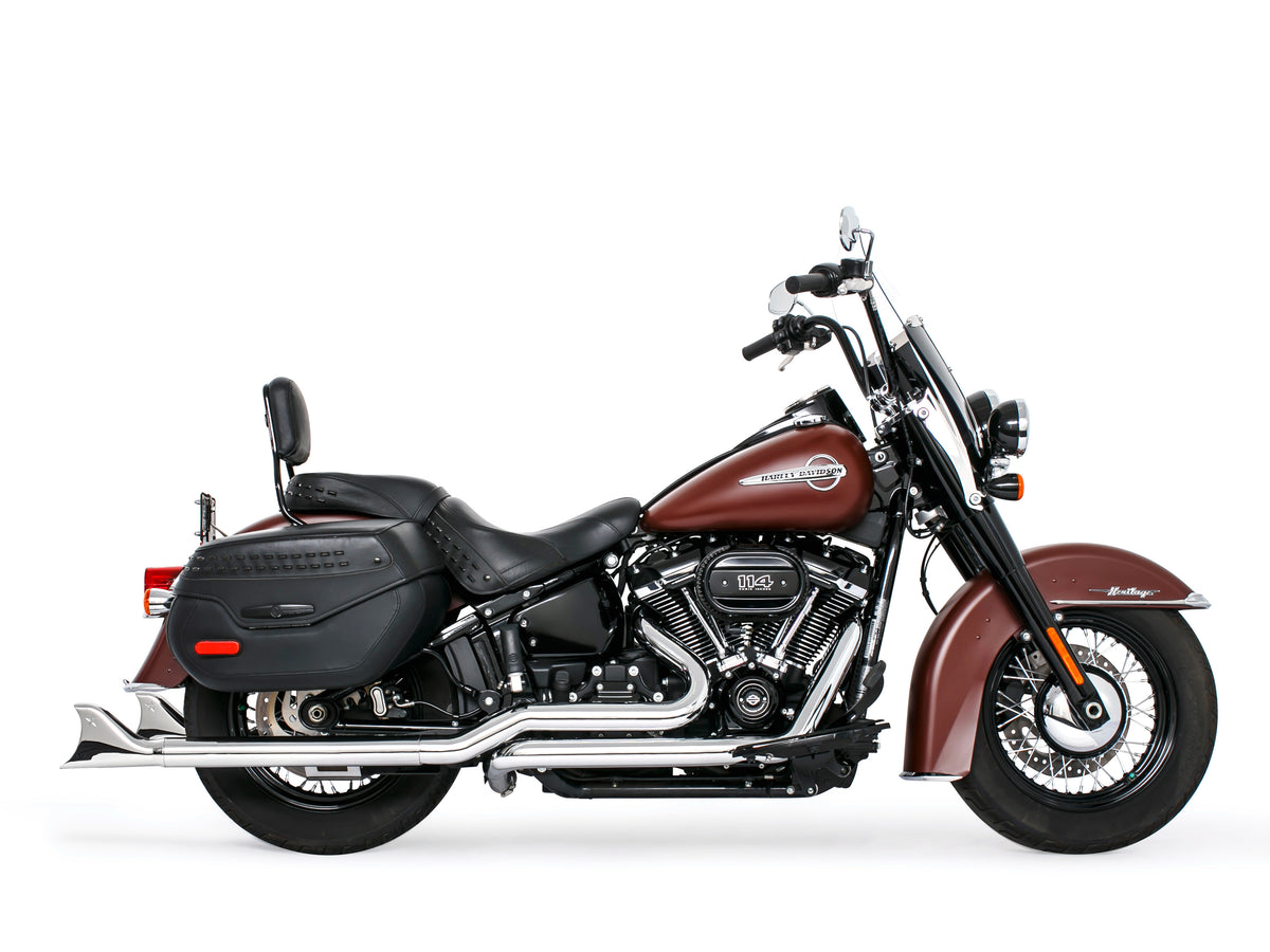 36in. True Dual SharkTail Exhaust - Chrome. Fits Softail 2018up with Non-240 Rear Tyre