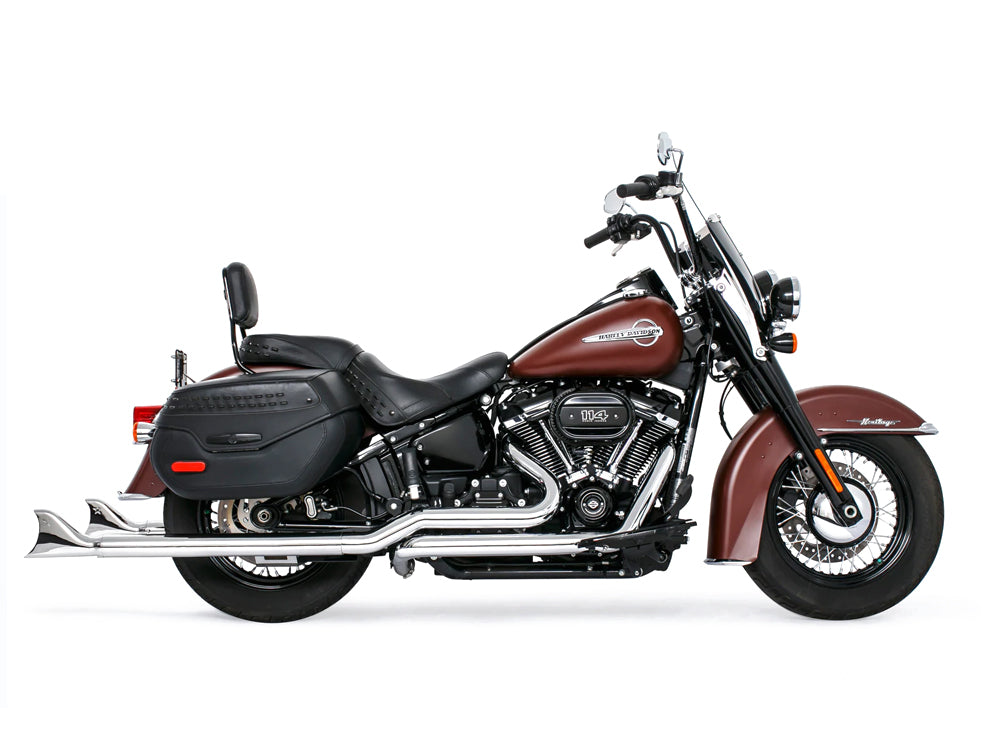 39in. True Dual SharkTail Exhaust - Chrome. Fits Softail 2018up with Non-240 Rear Tyre