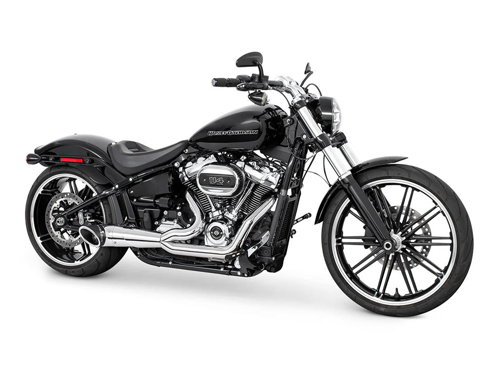 Turnout 2-into-1 Exhaust - Chrome with Black End Cap. Fits Softail 2018up.