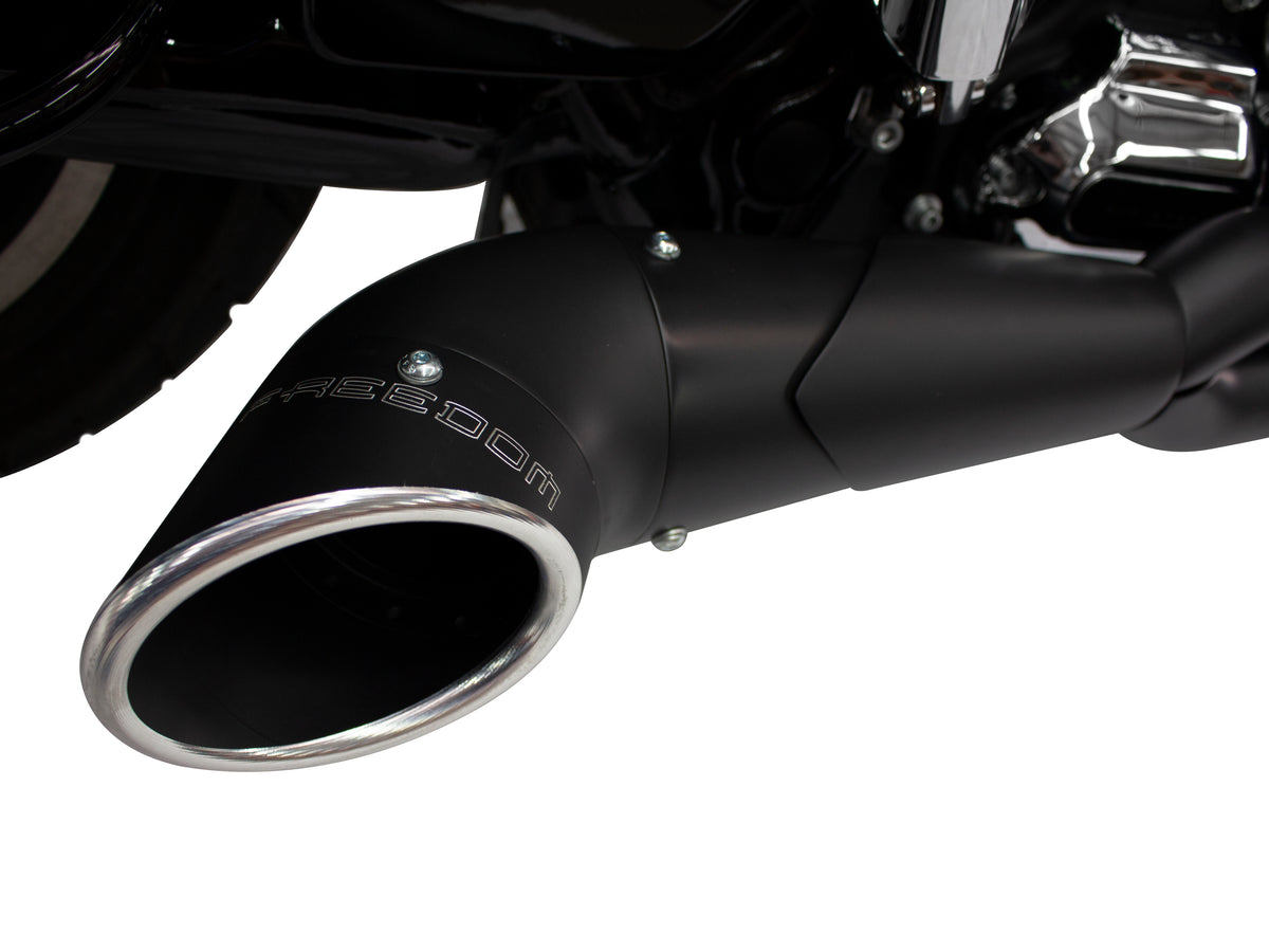 Turnout 2-into-1 Exhaust - Black with Black End Cap. Fits Touring 2017up.