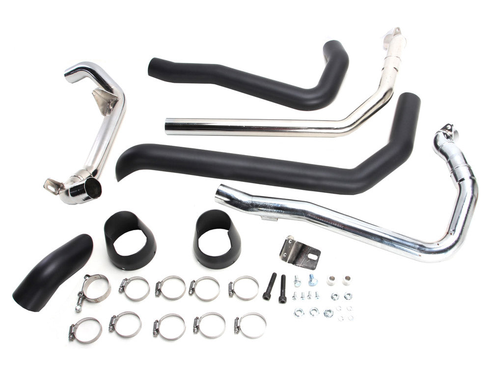True Dual Headers - Black. Fits Indian Tourer 2014up.