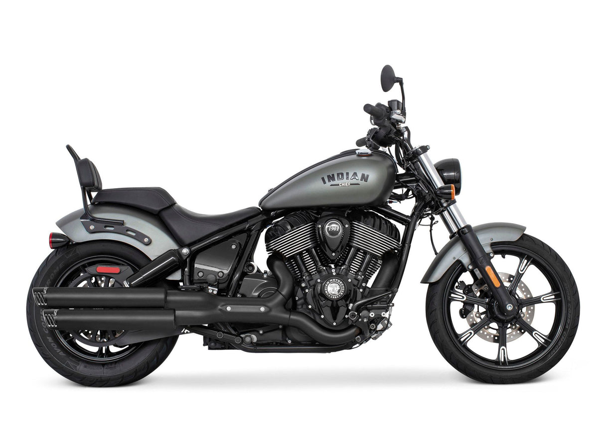 3.25in. Slip-On Mufflers - Black with Black Racing End Caps. Fits Indian Cruiser 2022up