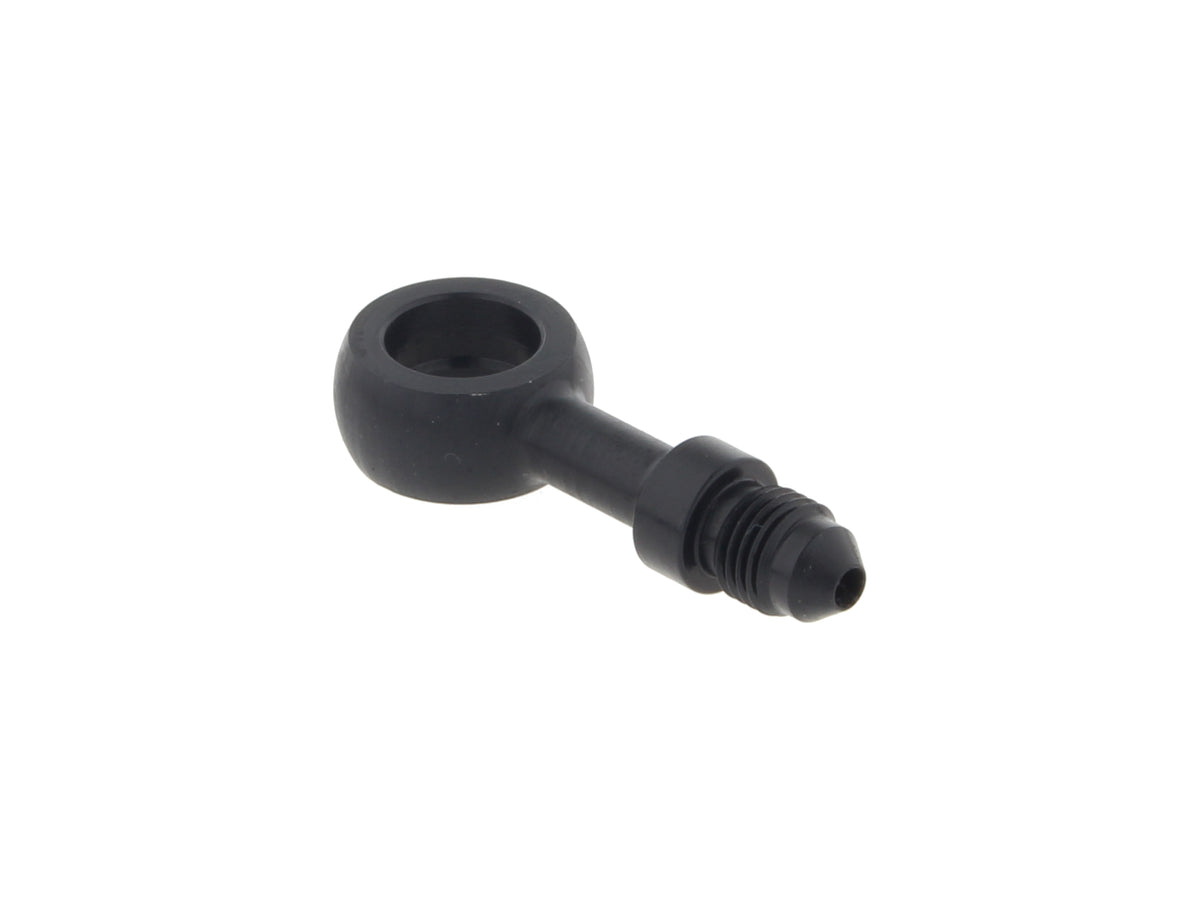 Black True 12mm ID, 180 Degree Straight Banjo - Male #3 End.