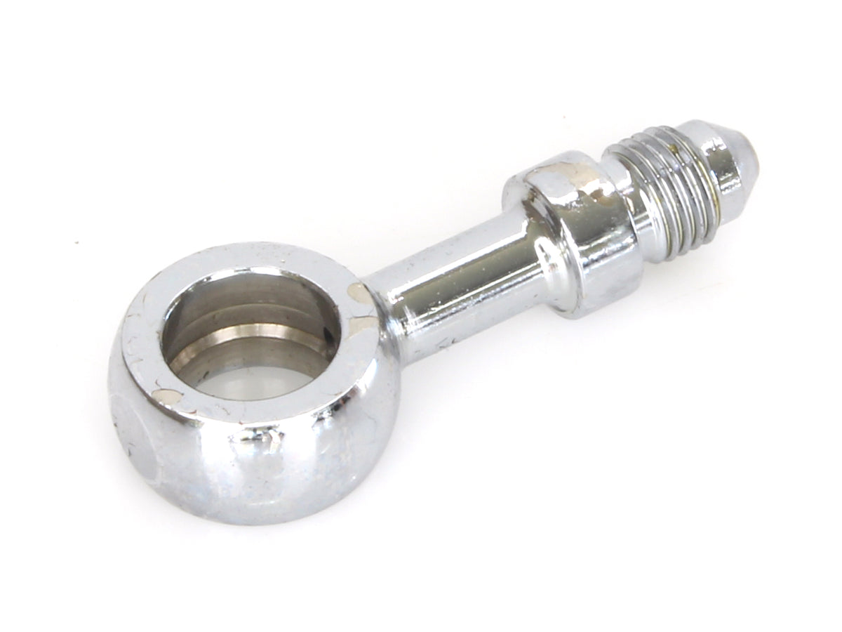 Chrome True 12mm ID, 180 Degree Straight Banjo - Male #3 End.
