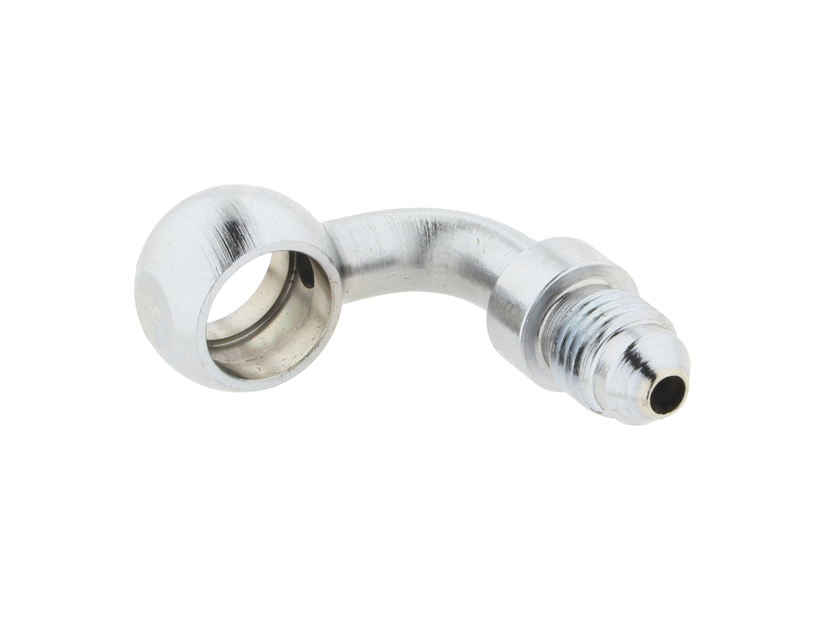 Chrome 7/16in. ID, 90 Degree Banjo - Male #3 End.
