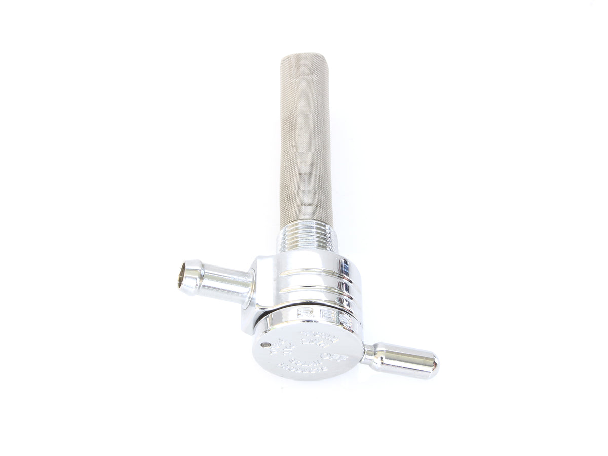 High-Flow Fuel Tap / Petcock with 3/8in. NPT Thread & 5/16in. Inward Facing Fuel Outlet - Chrome