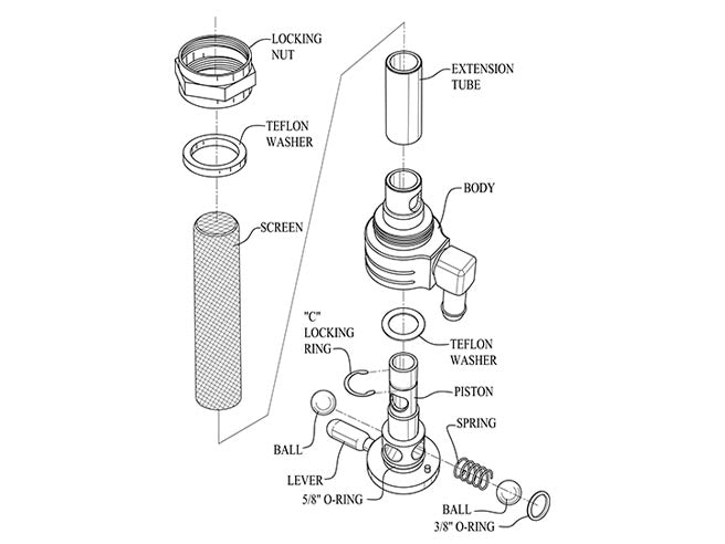 High-Flow Fuel Tap / Petcock with 22mm Thread & 5/16in. Forward Facing Fuel Outlet - Brass. Fits Softail 1984-2006, Dyna 1991-2006, FXR 1982-1994, Touring 1988-2006, Sportster 1975-2006 & 4Spd Big Twin 1975-1986