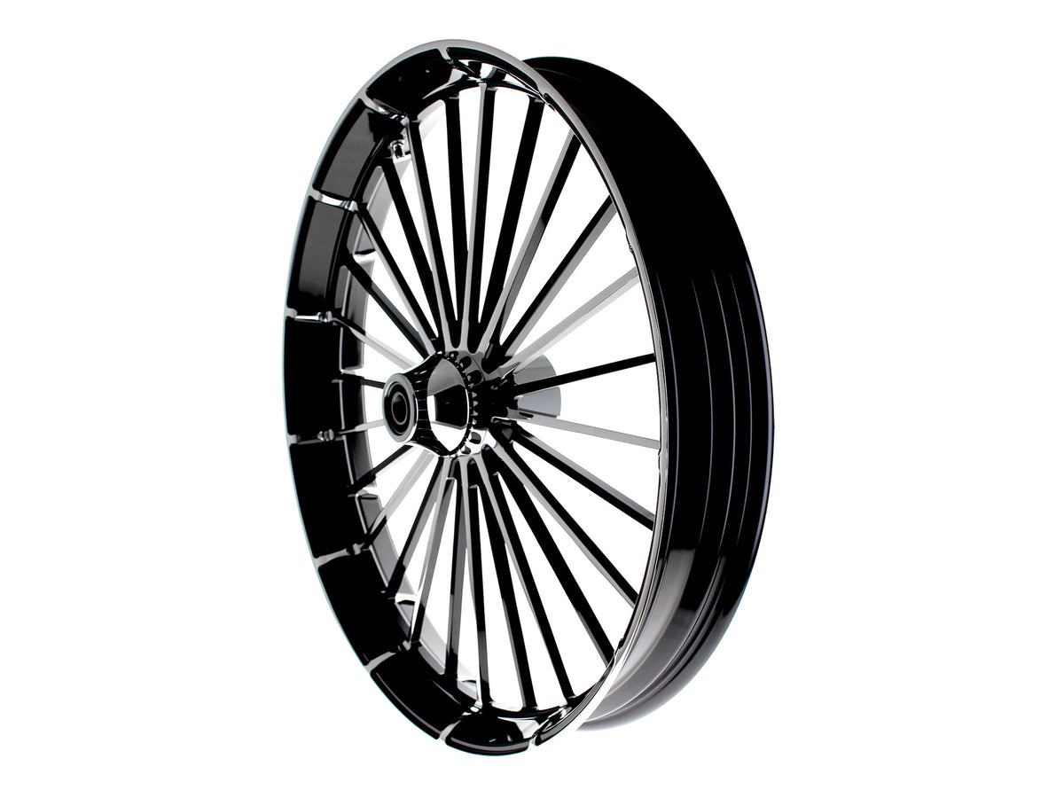 26in. x 3.75in. FXBR3/Breakout Replica Wheel - Black Anodize, Polished Rim & Spoke Edge, Chrome Hub Kit. Fits Breakout 2013up.