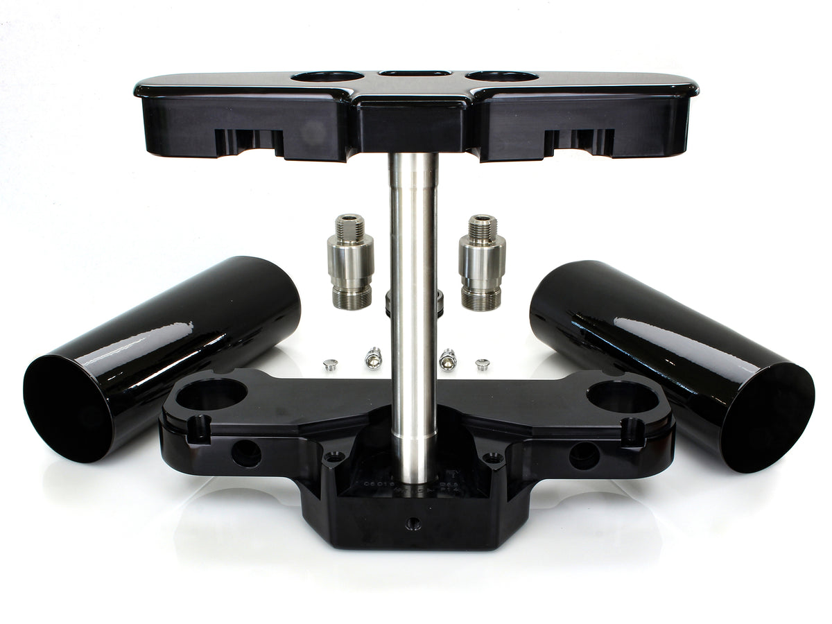 4 Degree Raked Triple Tree Kit - Black. Fits FL Softail 1986-2017 with Stock Diameter Front Wheel
