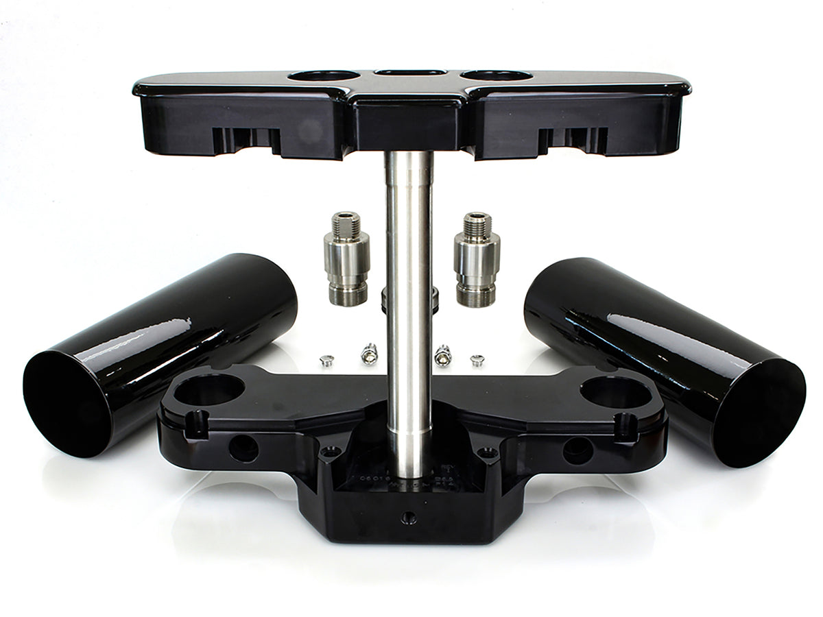 6 Degree Raked Triple Tree Kit - Black. Fits FL Softail 1986-2017 with Stock Diameter Wheel For Trike Conversion