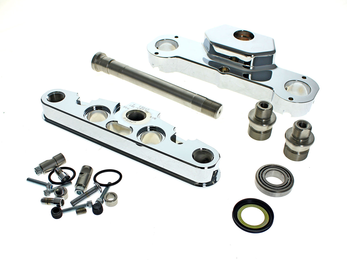 6 Degree Raked Triple Tree Kit - Chrome. Fits FL Softail 1986-2017 with 26in. Wheel Upgrade.