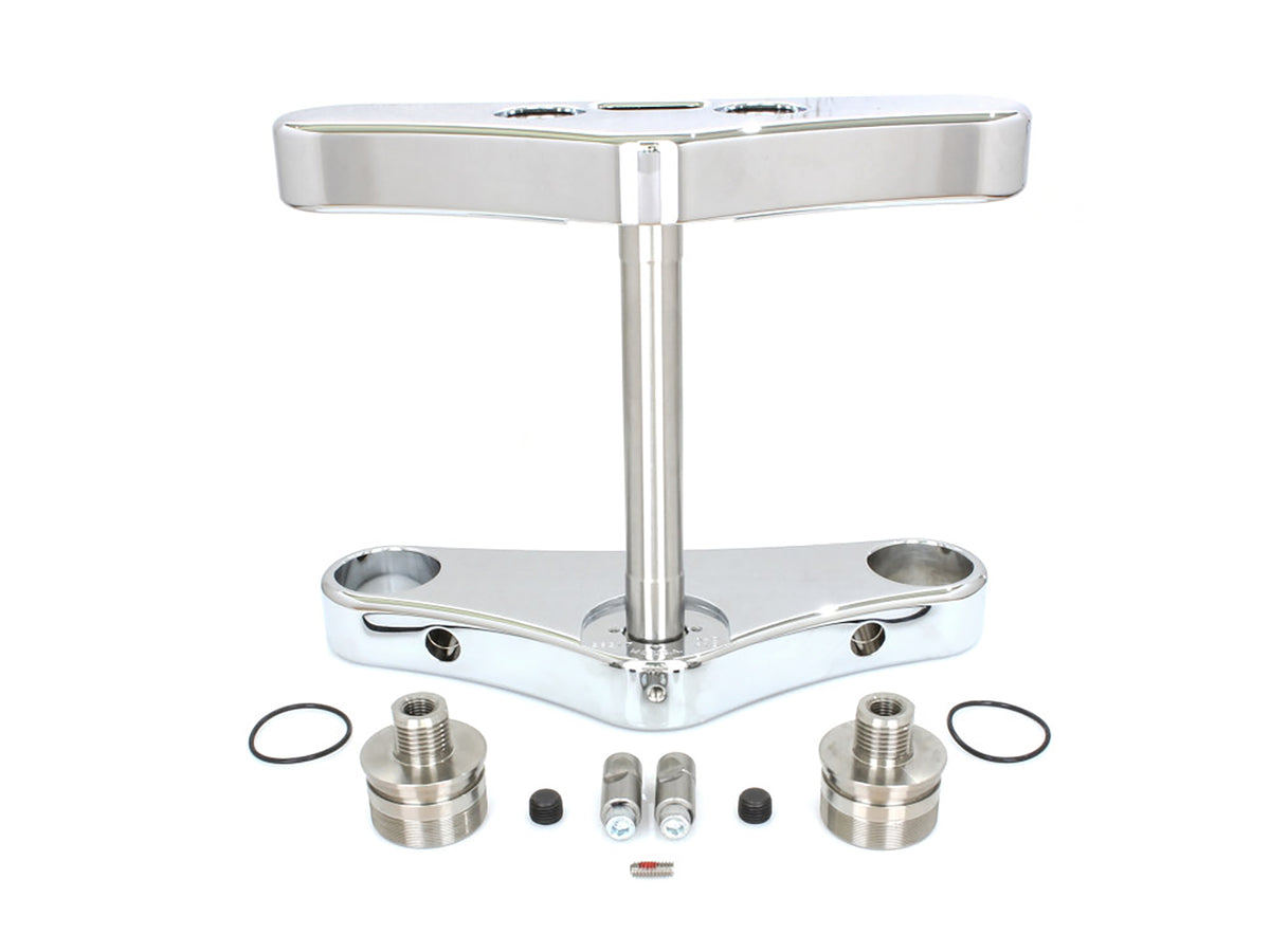 5 Degree Raked Wide Glide Conversion Triple Tree Kit - Chrome. Fits Rocker 2008-2010 with 23in. Wheel Conversion.