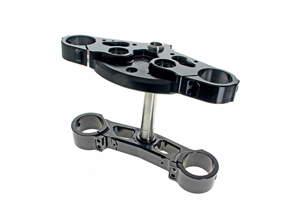 7 Degree X23 Raked Triple Tree Kit - Black. Fits CVO Street Glide & Road Glide 2023up with 23in. Wheel Upgrade.