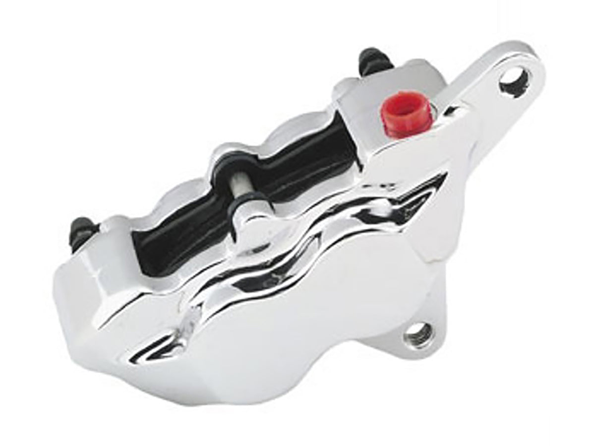 Right Hand Front or Rear 4 Piston Caliper - Chrome. Fits H-D 1984-1999.