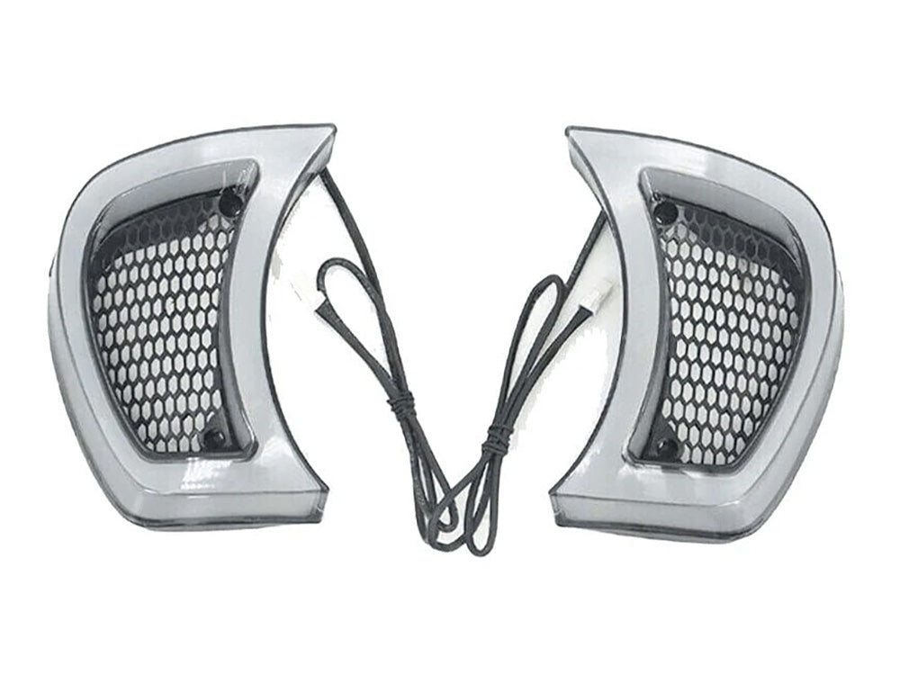 FusionFX LED Vent Inserts - Chrome With Amber & White LED's. Fits Road Glide 2015-2023