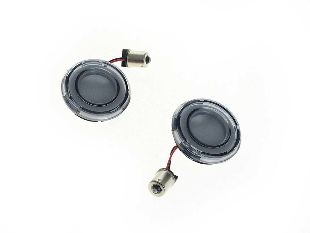 FusionFX Turn Signal Inserts. Amber LED, Smoke Lenses. Fits Front and Rear on most Models With OEM Bullet Style Indicators 2002up.