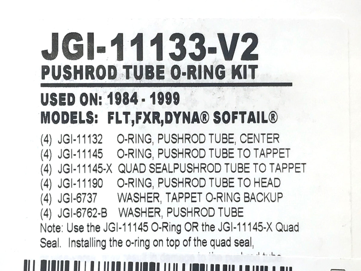 Push Rod Tube O'Ring Kit. Fits Big Twin 1984-1999 & Sportster 1986-1990.