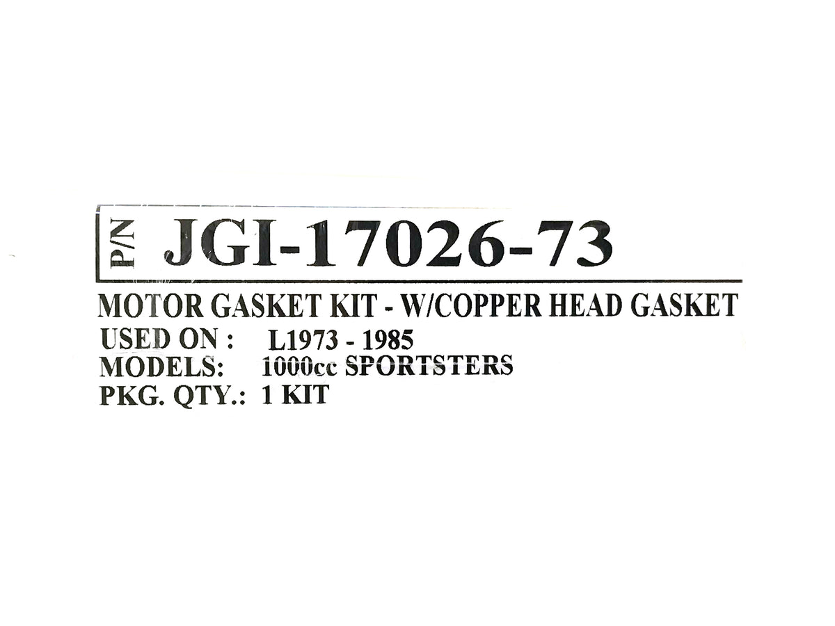 Engine Gasket Kit. Fits Sportster Late 1973-1985 with 1000cc Engine.