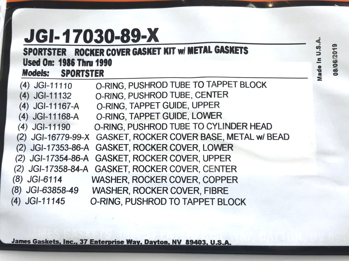 Rocker Cover Gasket Kit. Fits Sportster 1986-1990.