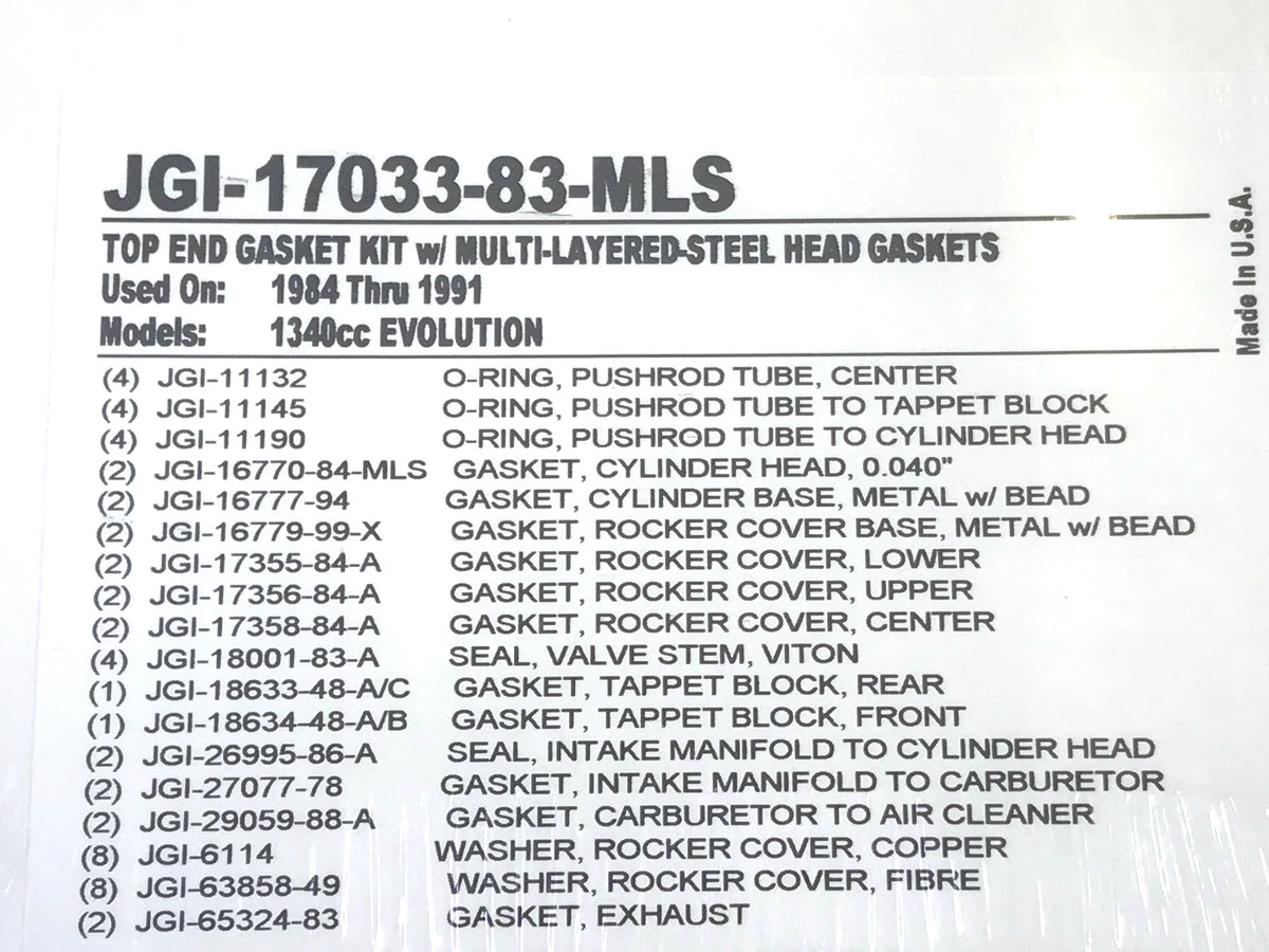 MLS Top End Gasket Kit. Fits Evolution Big Twin 1984-1991.