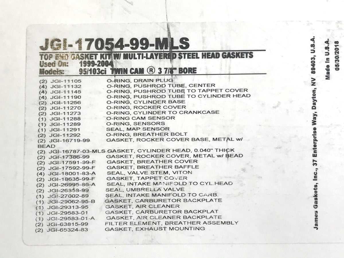 MLS Top End Gasket Kit. Fits Twin Cam 1999-2004 with 95in. Engine - 3.875in. Bore.