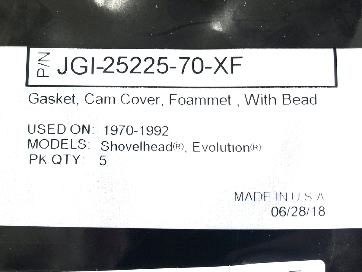 Cam Cover Gasket - Pack of 5. Fits Big Twin 1970-1992.