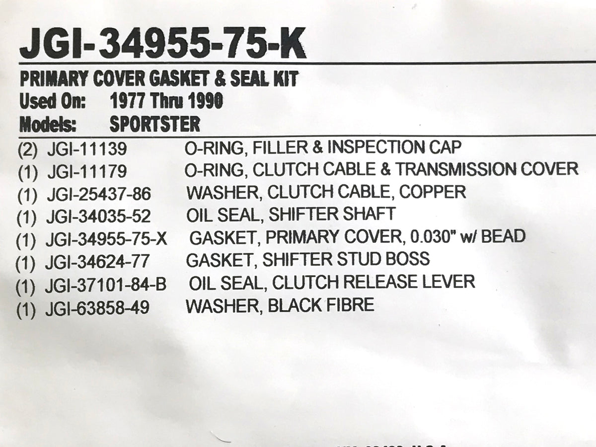 Primary Cover Gasket Kit. Fits Sportster 1977-1990.