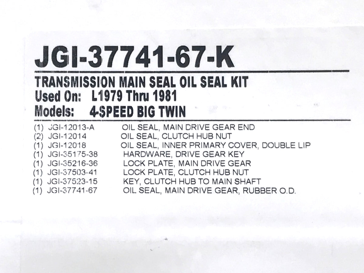 Transmission Main Shaft Seal Kit. Fits 4Spd Big Twin 1980-1981.