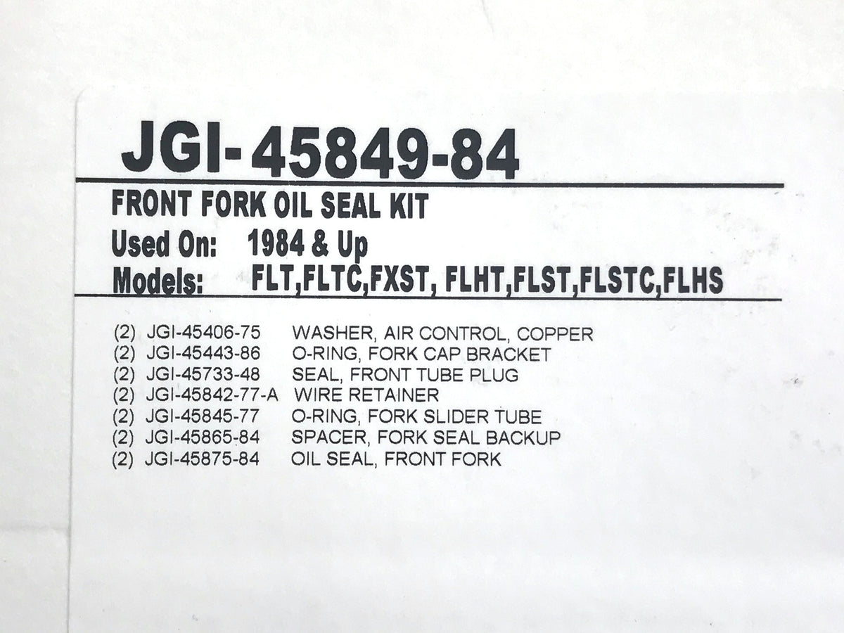 41mm Fork Seal Kit. Fits Softail 1984-2017, Dyna Wide Glide 1993-2005, Dyna Switchback 2012-2016, FXWG 1984-1986, Touring 1984-2013, Buell Thunderbolt 1999-2001, Lightning X1 2000-2002 & XB9S/XB9R 2003