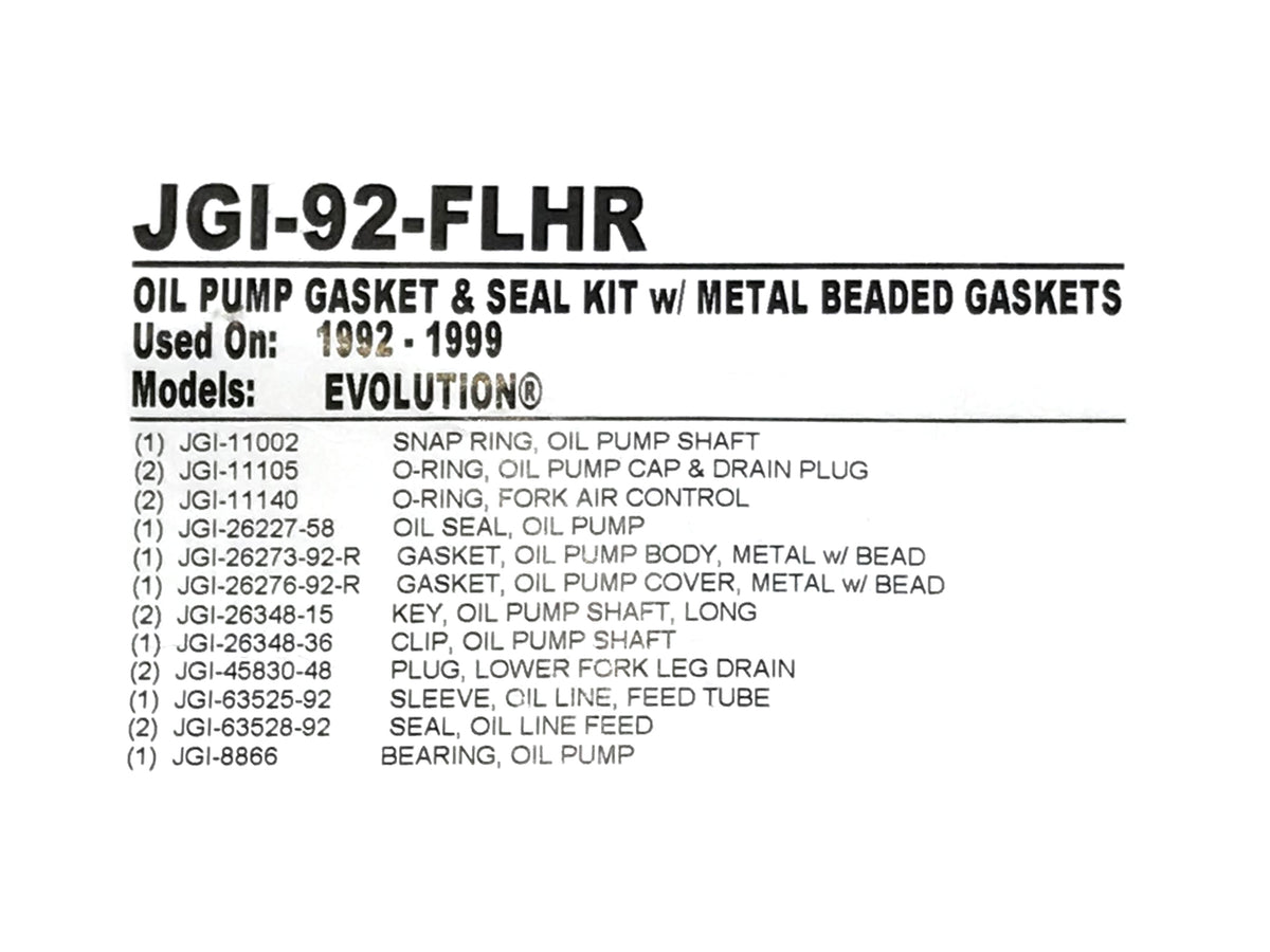 Oil Pump Gasket Kit. Fits Big Twin 1992-1999.