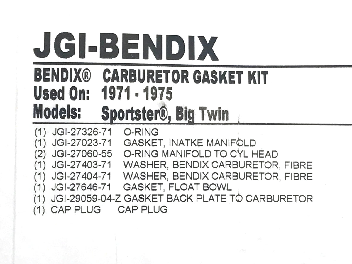 Bendix Carburettor Rebuild Kit. Fits Big Twin & Sportster 1972-1976