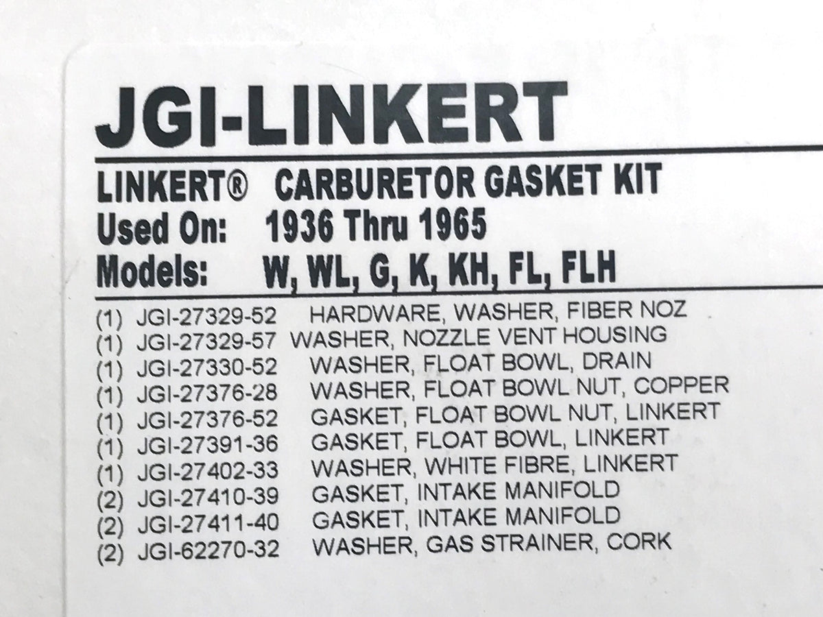 Linkert Carburetor Rebuild Kit. Fits Big Twin 1936-1965.