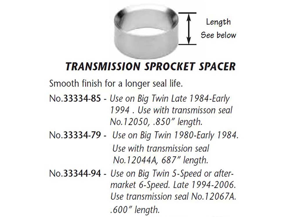 Main Drive Seal Spacer. Fits 5Spd Big Twin 1984-1993.