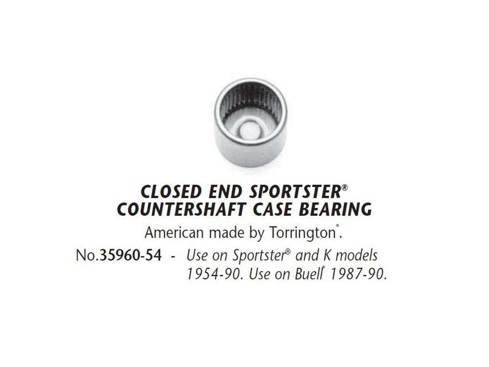 Closed End Countershaft Case Bearing. Fits Sportster 1954-1990.