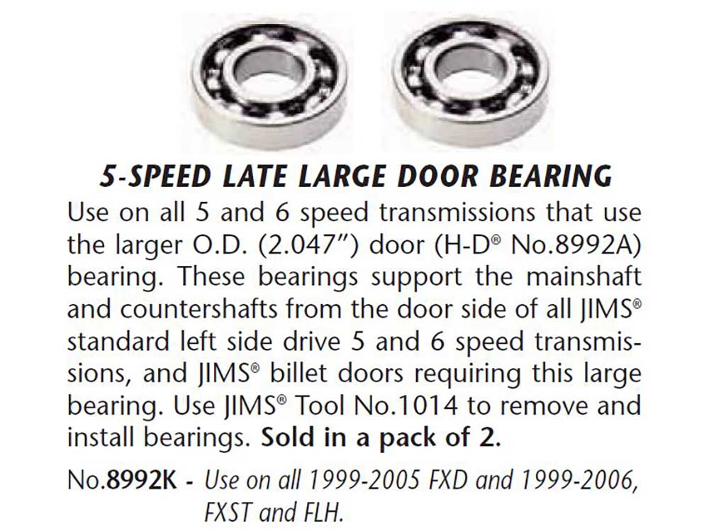 Transmission Trap Door Bearings. Fits 5Spd Twin Cam 1999-2006