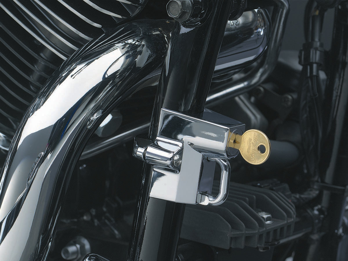 Universal Helmet Lock - Chrome. Fits 1-1/4in. to 1-1/2in. Tube.