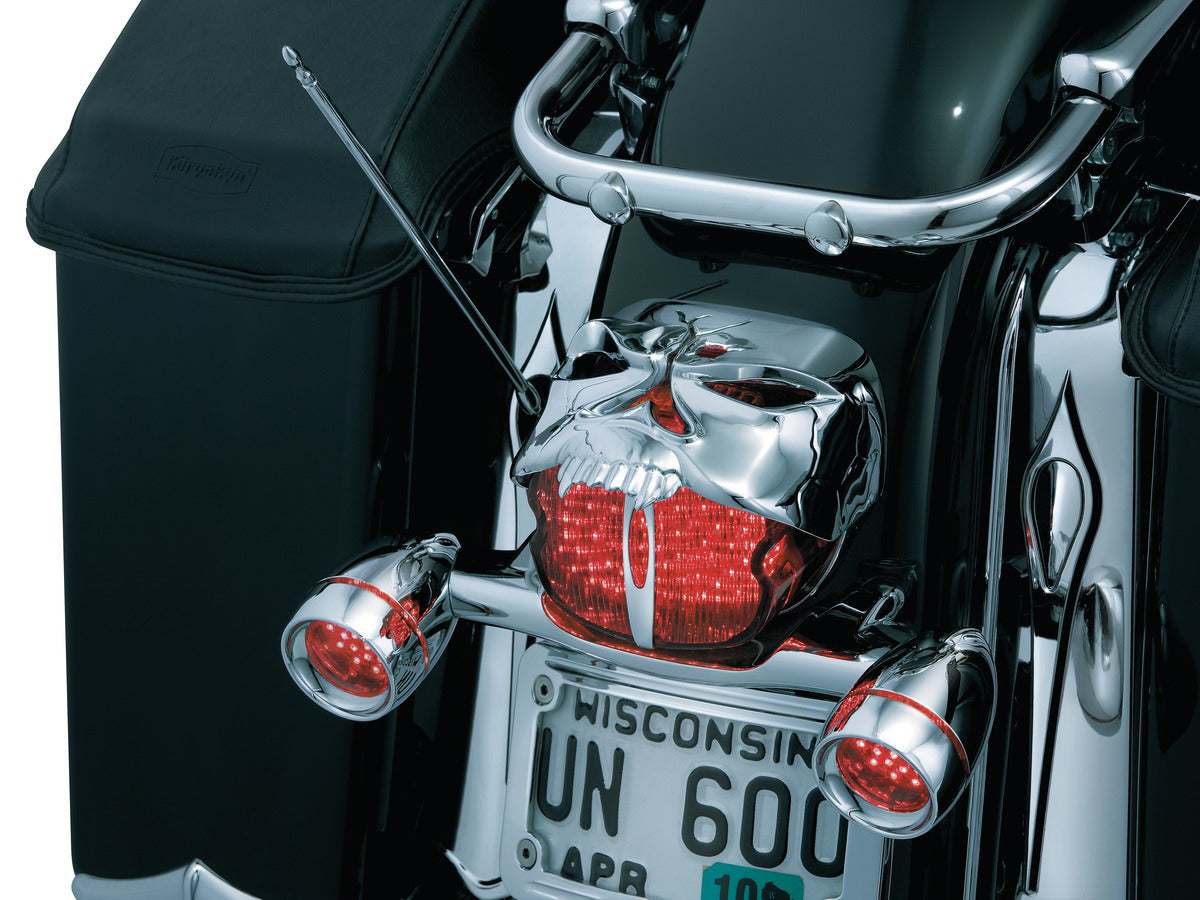 Zombie Taillight Cover - Chrome. Fits most H-D 1973up with Square OEM Taillight on Fender Top.