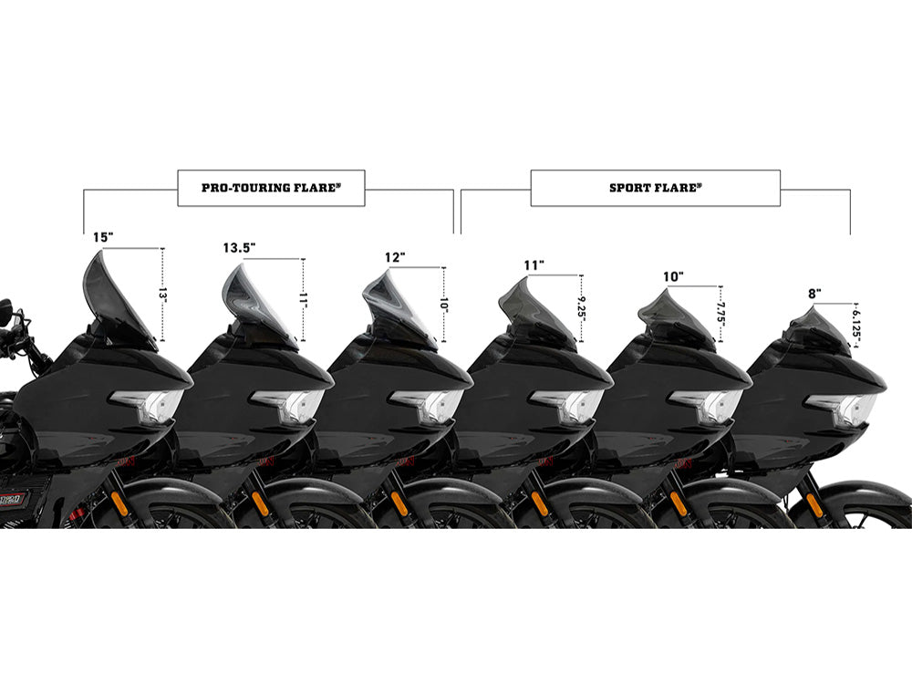 8in. Sports Flare Windshield - Tinted. Fits CVO Road Glide 2023up & Road Glide 2024up