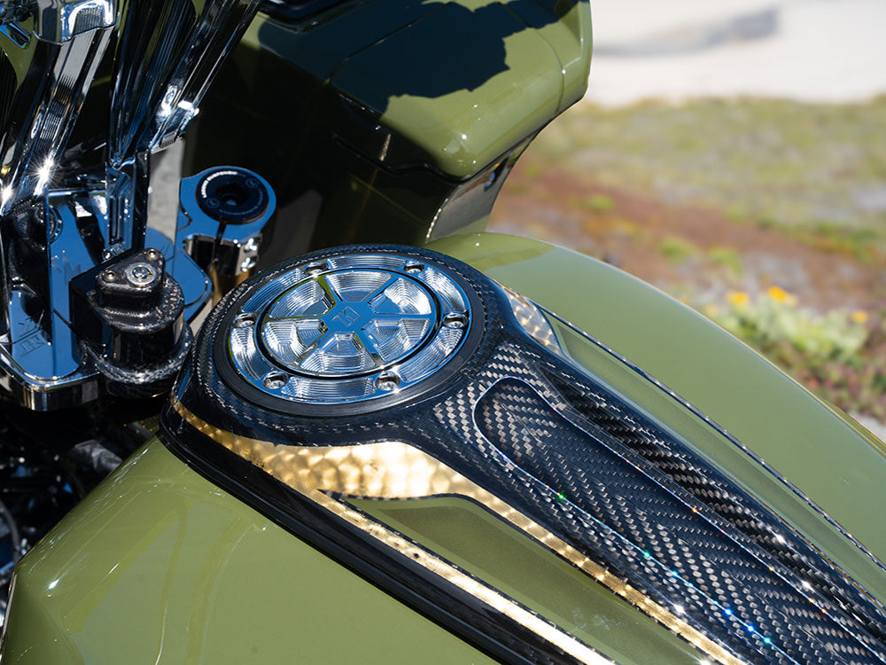 Ascent Pro, Fuel Cap - Chrome. Fits CVO Touring 2023up, Street Glide & Road Glide 2024up, Touring 2025up