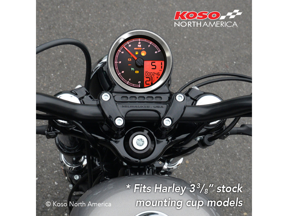 3-3/8in. Round Speedometer with Tachometer - Silver. Fits Dyna 2004-2011, Sportster 2004-2013 & Rocker 2008-2010.