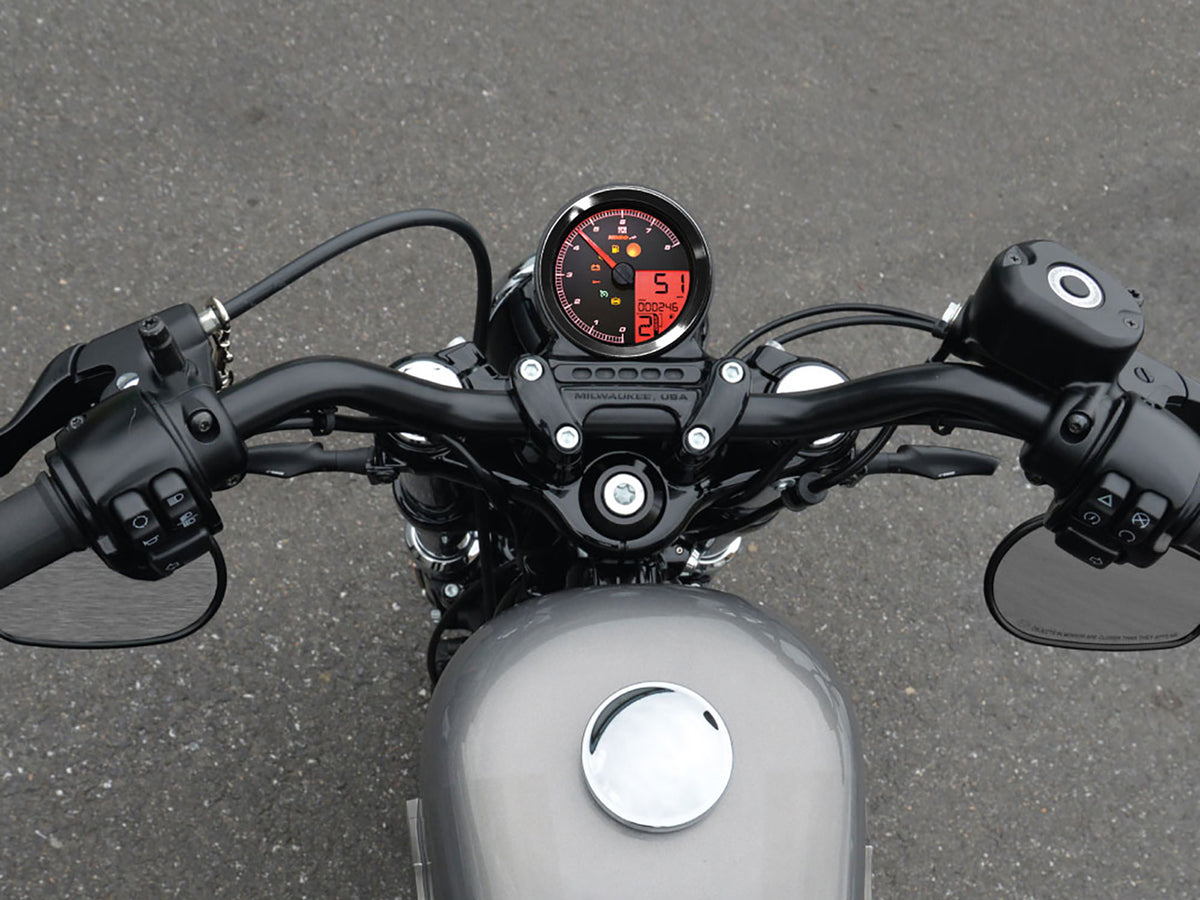 3-3/8in. Round Speedometer with Tachometer - Black. Fits Dyna 2004-2011, Sportster 2004-2013 & Rocker 2008-2010.