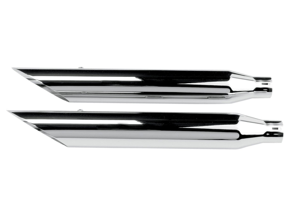 3in. HP-Plus Slash Cut Slip-On Mufflers - Chrome. Fits Softail Deuce 2007 & Fat Boy 2007-2017.