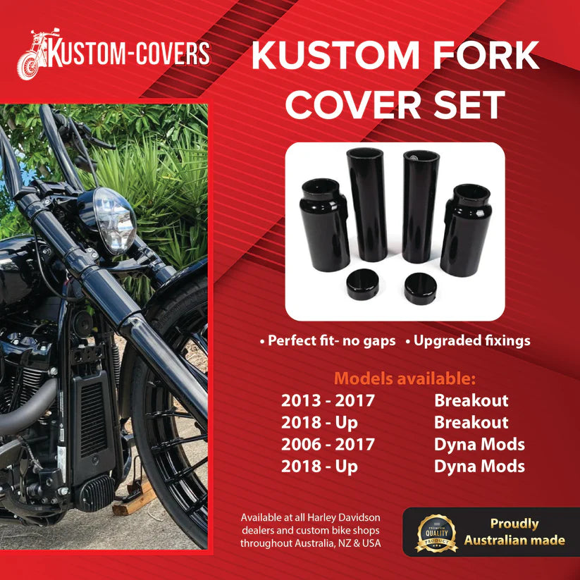 Fork Covers- BREAKOUT +2" OVER 6 X PIECE SET GLOSS BLACK 2018-CURRENT- Big Daddy Customs