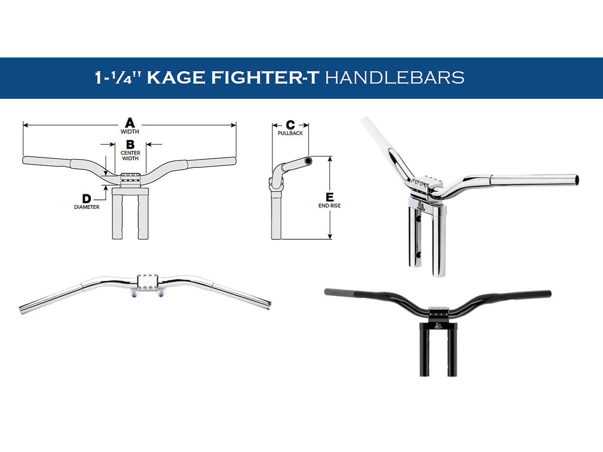 12in. x 1-1/4in. Straight Kage Fighter Handlebar - Chrome.