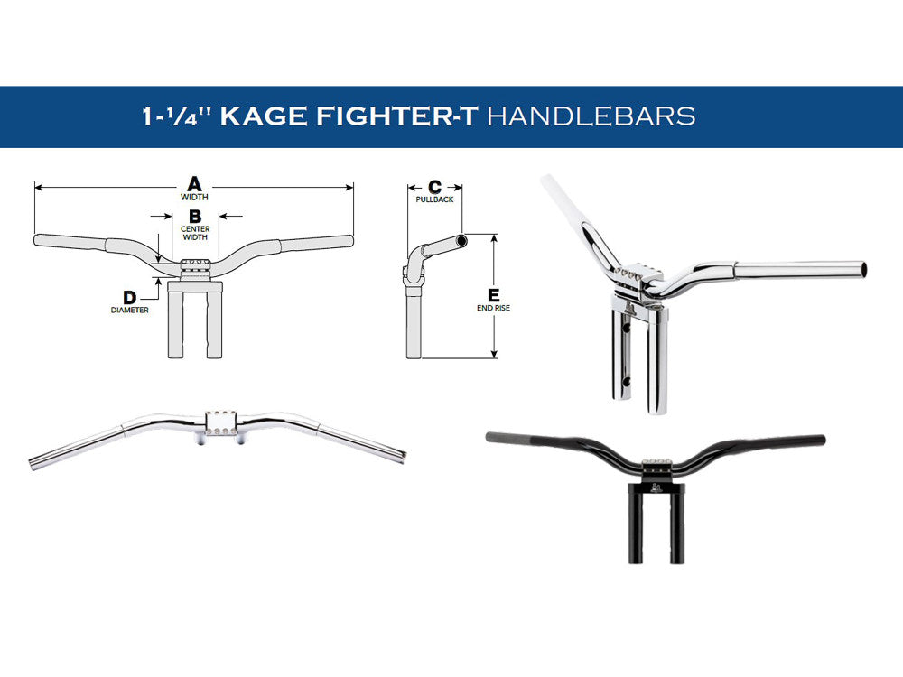 12in. x 1-1/4in. Straight Kage Fighter Handlebar - Gloss Black.