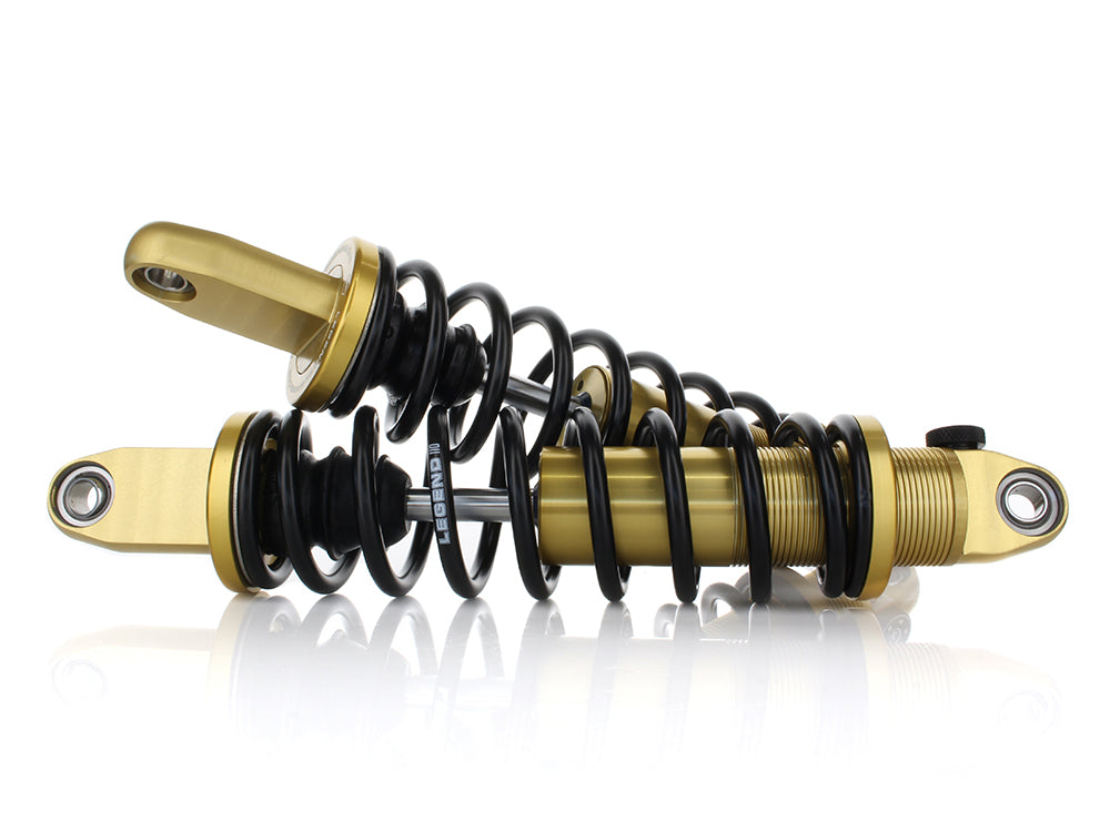 REVO-A Series, 13in. Adjustable Rear Shock Absorbers - Gold. Fits Dyna 1991-2017.