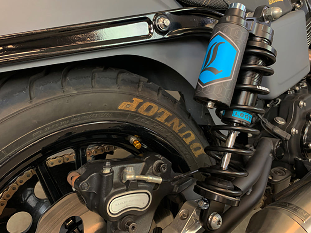 Revo ARC Piggyback Suspension. 13in. Adjustable, Heavy Duty Spring Rate, Rear Shock Absorbers - Black. Fits Dyna 1991-2017.