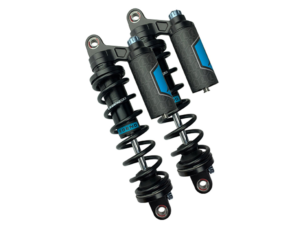 Revo ARC Piggyback Suspension. 14in. Adjustable Rear Shock Absorbers - Black. Fits Dyna 1991-2017.