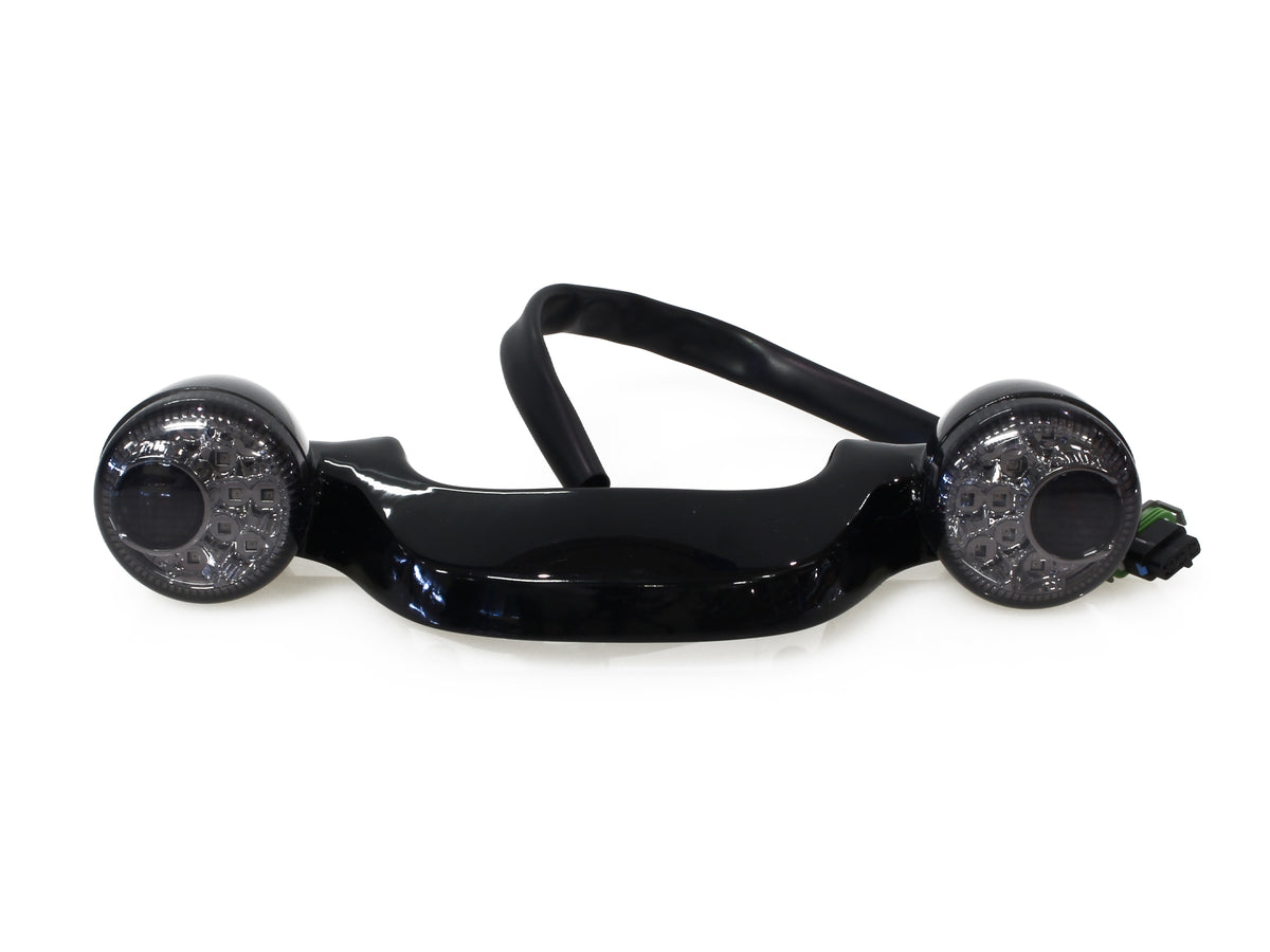 Gloss Black LED Rear Turn Signal Lightbar with Smoke Lenses. Fits Most Touring 2014-2024
