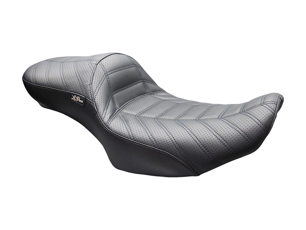 Maverick Indy Daddy Long Legs Dual Seat - Extended Reach Double Track Pleat. Fits CVO Touring 2023up, Street Glide & Road Glide 2024up, Touring 2025up.